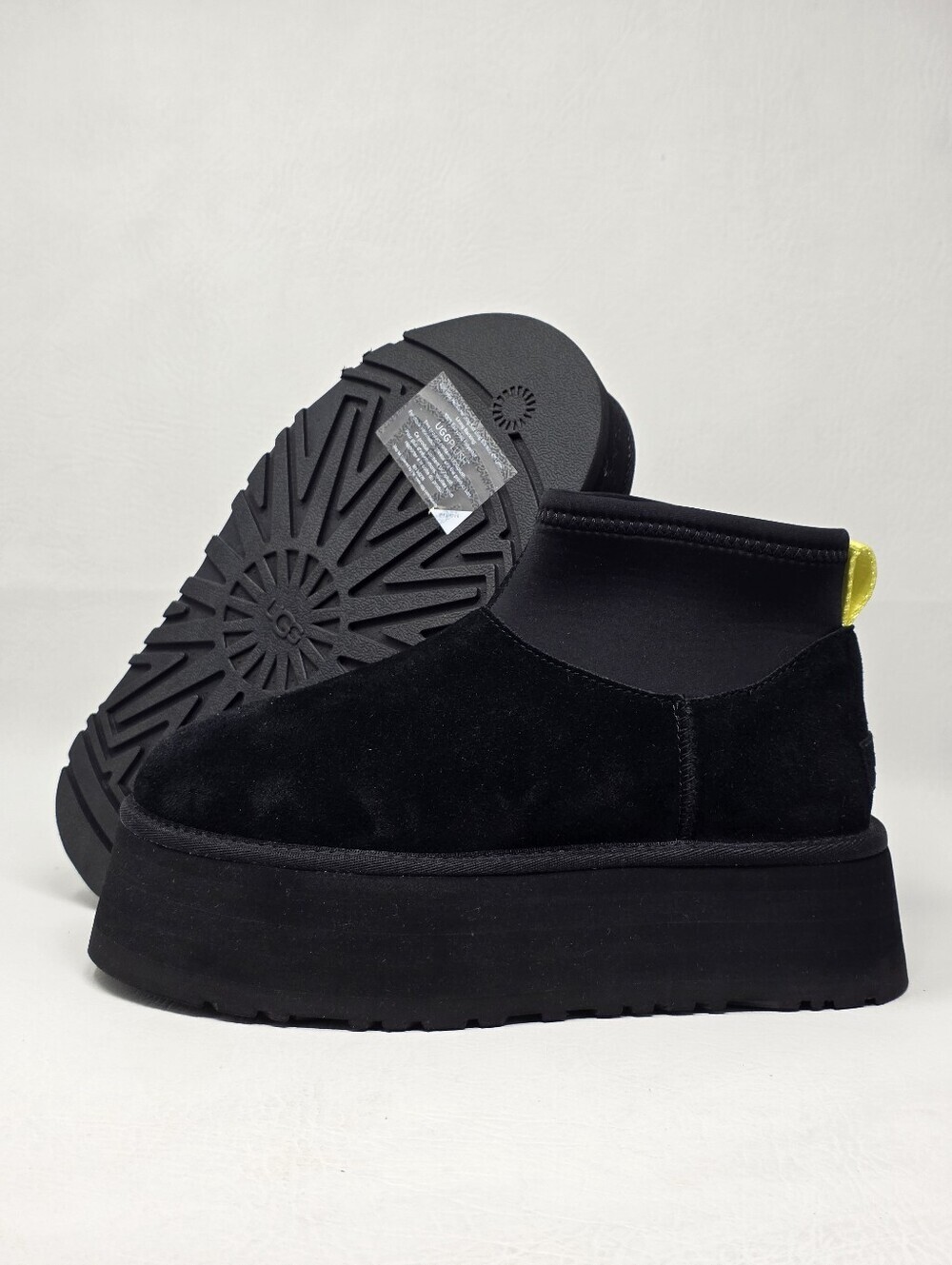 UGG Classic Dipper Black Suede Neoprene Platform Boots Womens Size 6 1168170 New